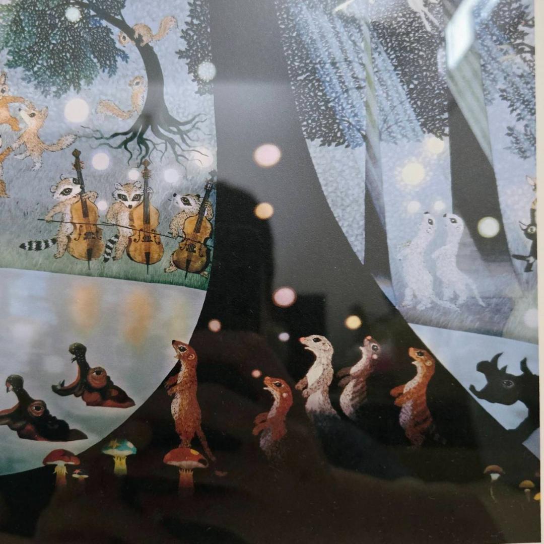 藤城清治　光る森　直筆サイン　ダイヤモンドスクリーン　保証