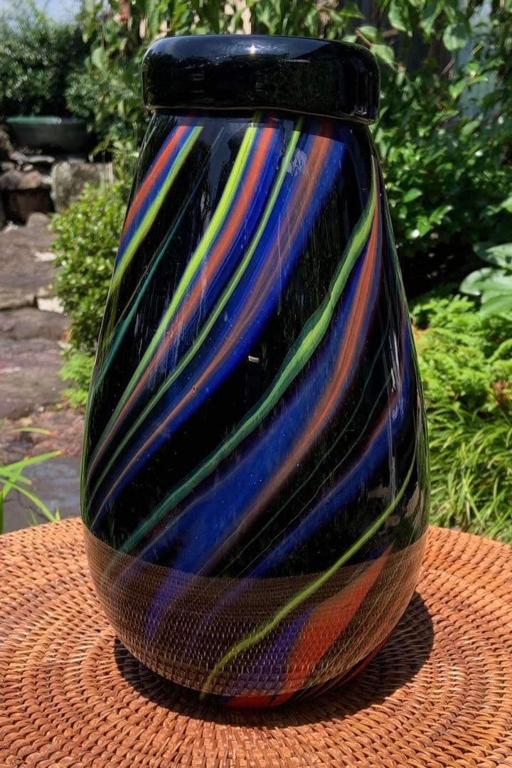 1980'S ミッソーニ ムラーノ製 ガラス ストライプ デザイン 花瓶