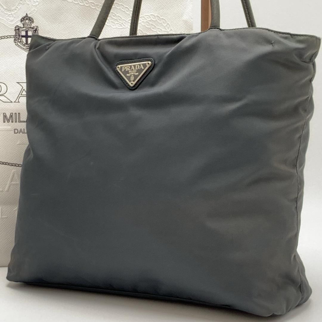 プラダ テスートナイロン トート ハンドバッグ チャコールグレー ブラック 黒