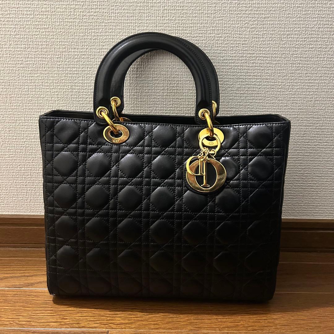 Dior レディディオール ハンドバッグ ブラック ゴールド金具 極美品