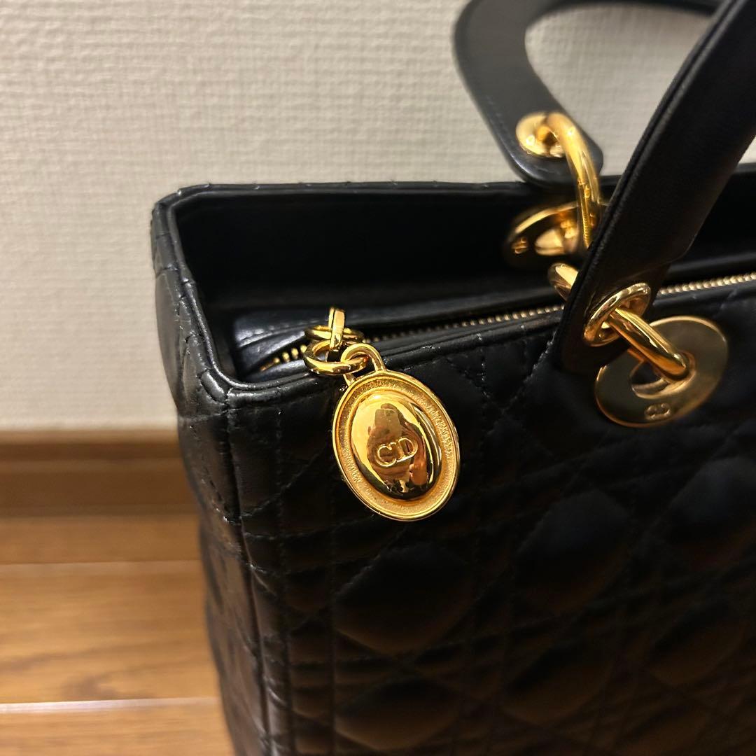 Dior レディディオール ハンドバッグ ブラック ゴールド金具 極美品