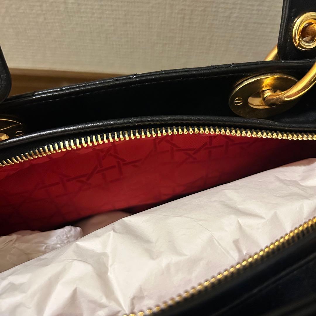 Dior レディディオール ハンドバッグ ブラック ゴールド金具 極美品