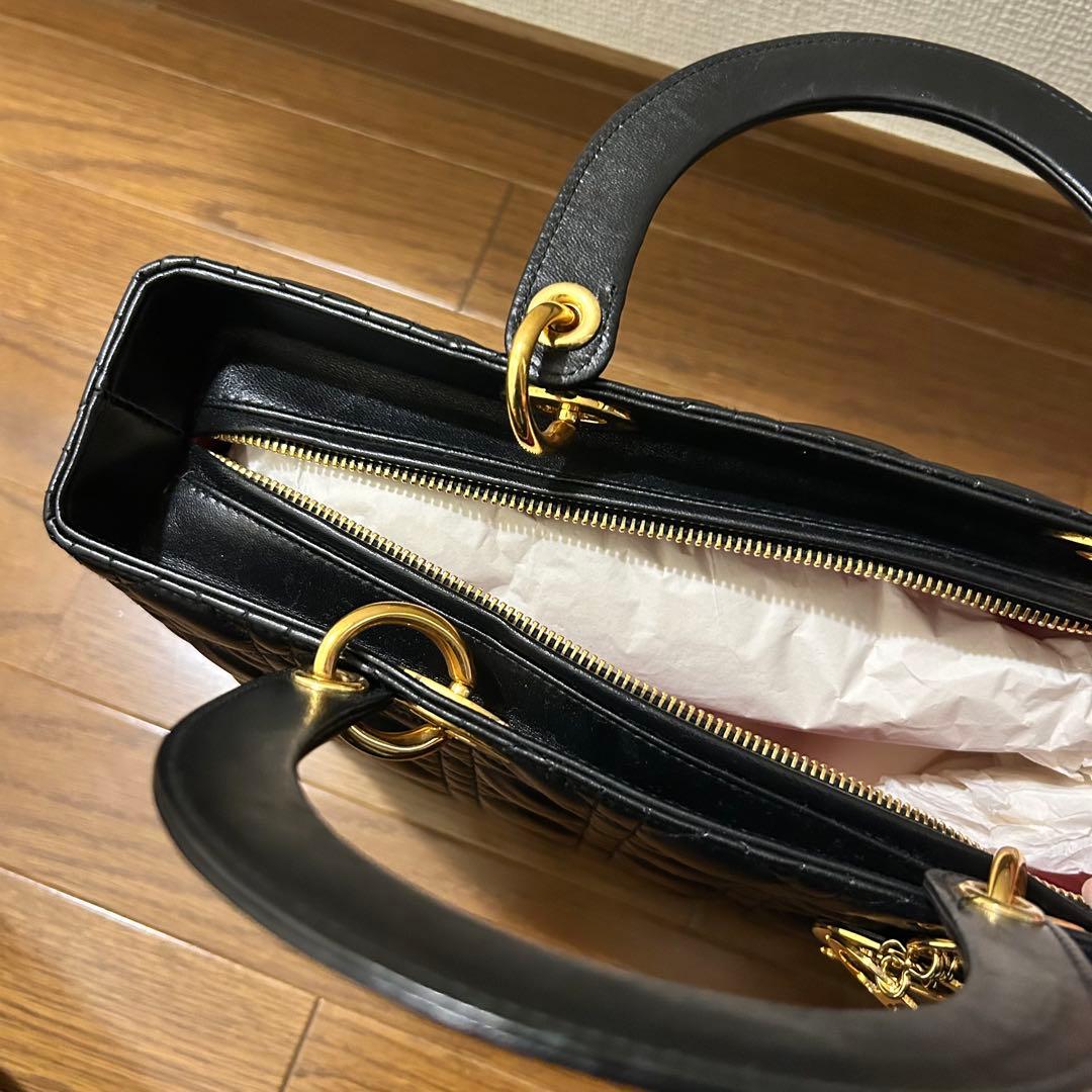 Dior レディディオール ハンドバッグ ブラック ゴールド金具 極美品