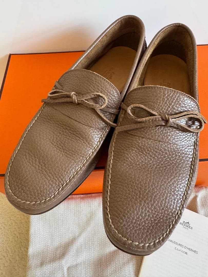 美品 エルメス HERMES シューズ ローファー モカシン カーフレザー 40