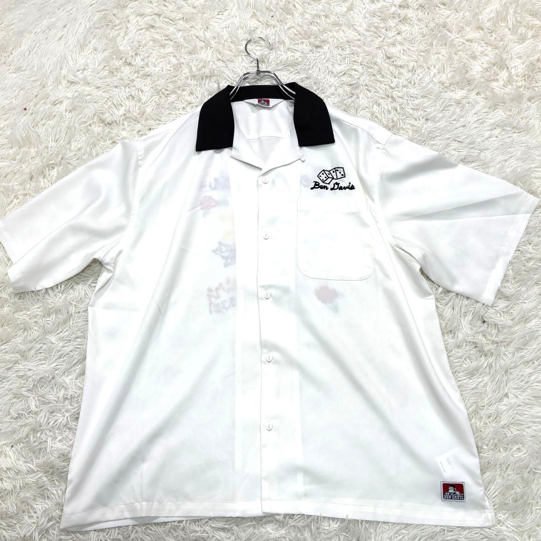 【ビッグサイズ】ベンデイビス ボーリングシャツ ホワイト&ブラック XLサイズ