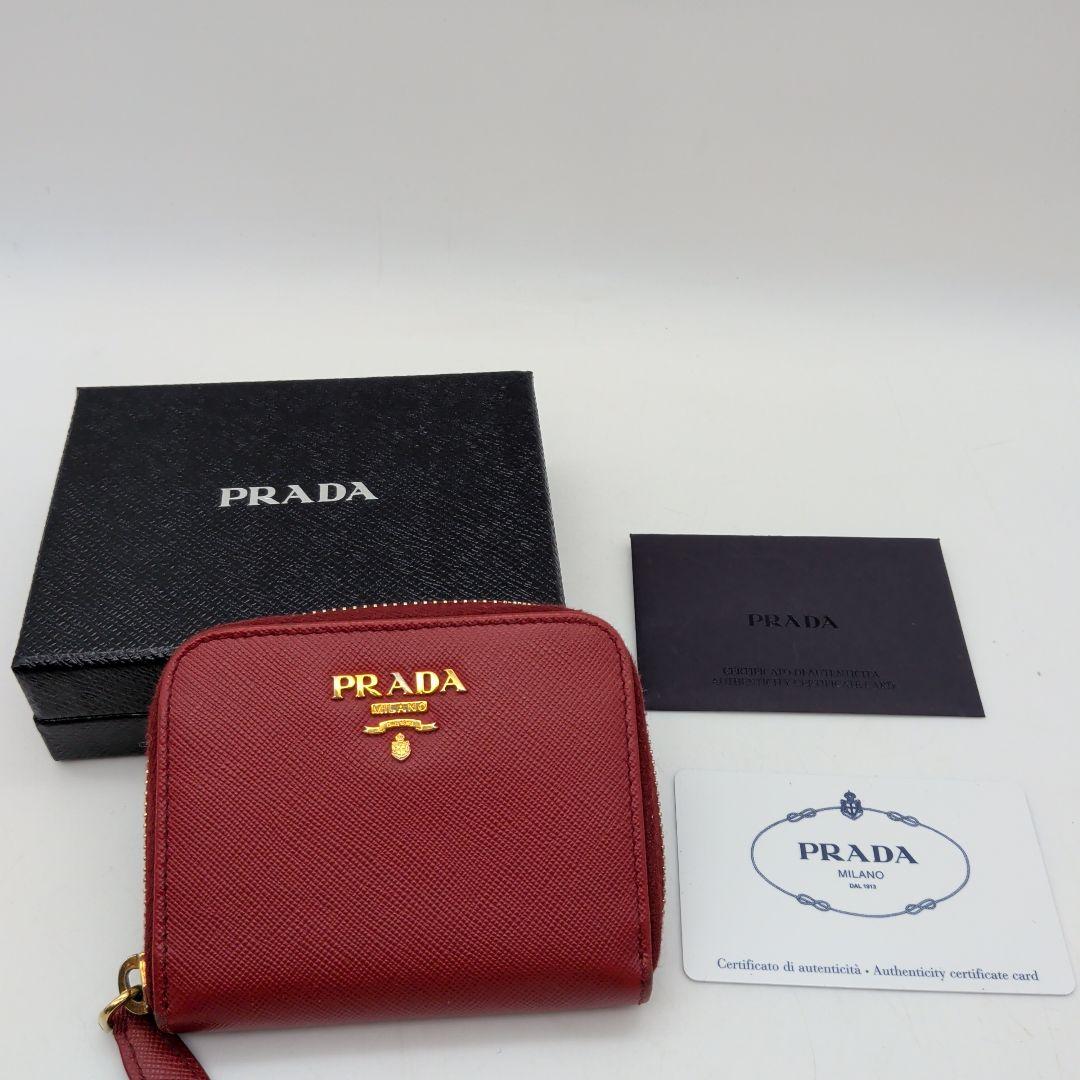 【ギャランディカード有】PRADA 財布 ミニウォレット ケース 赤