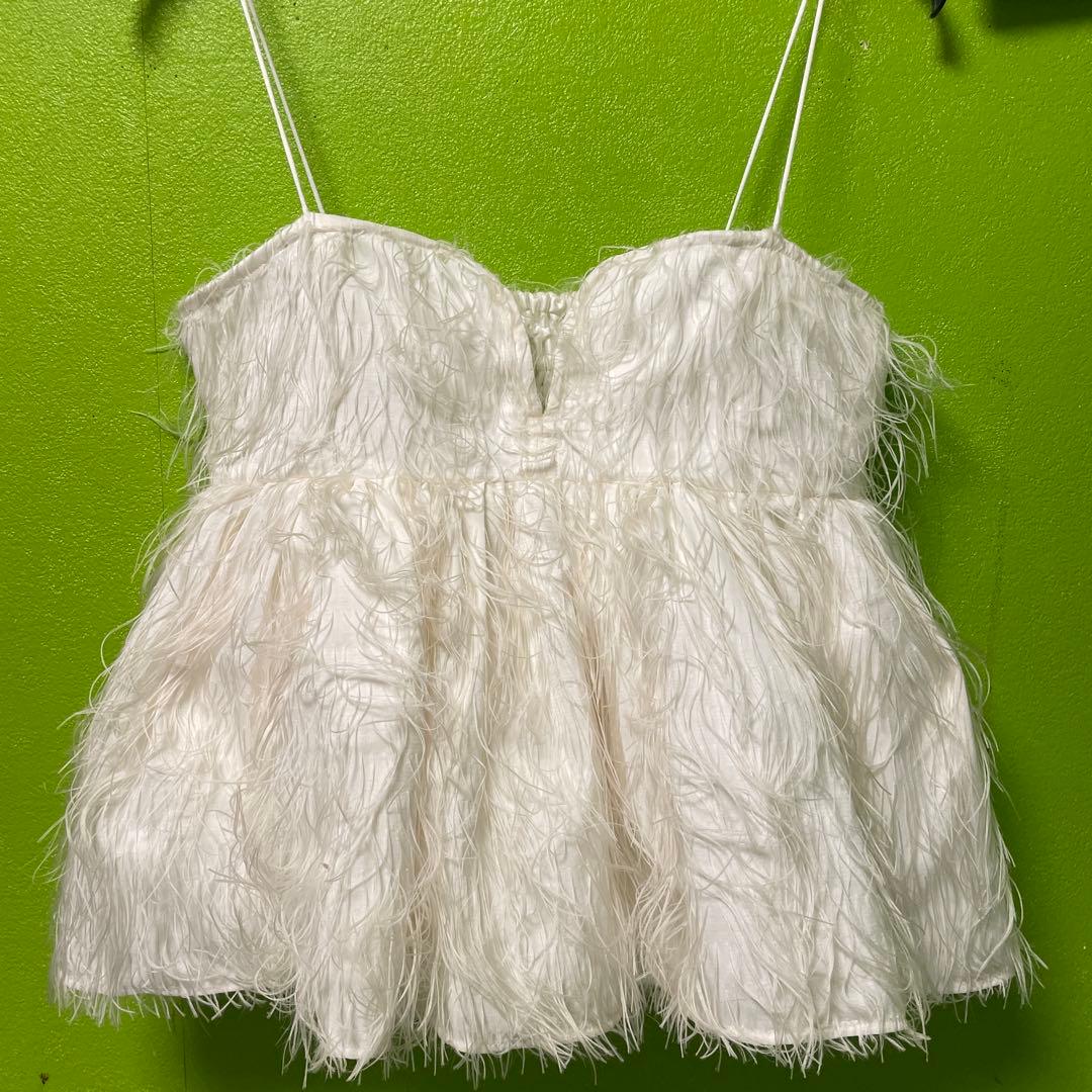 ホワイト フェザーキャミソール フリーサイズ