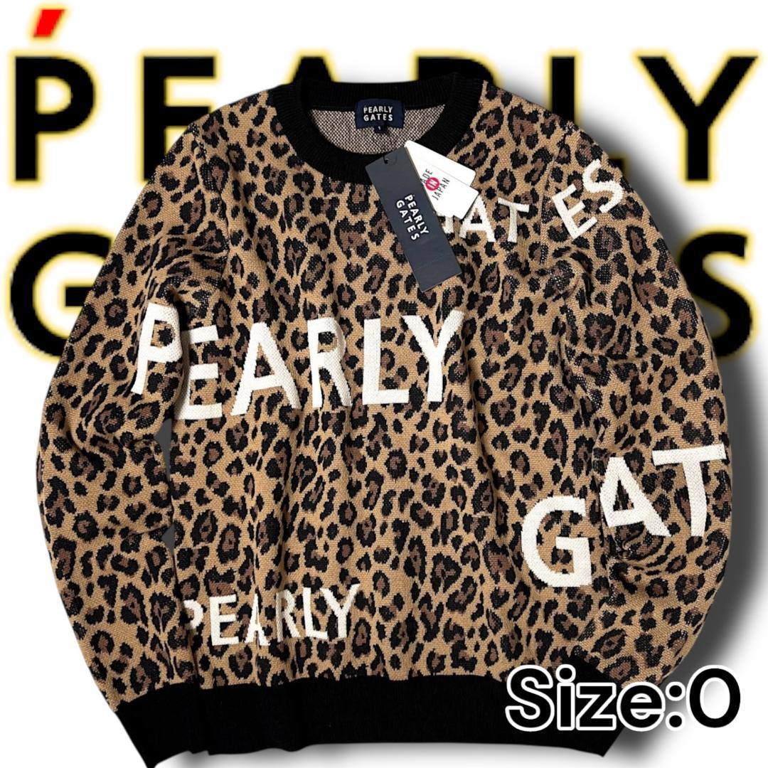 新品 0 パーリーゲイツ レオパードニットプルオーバー 日本製 定価37,400