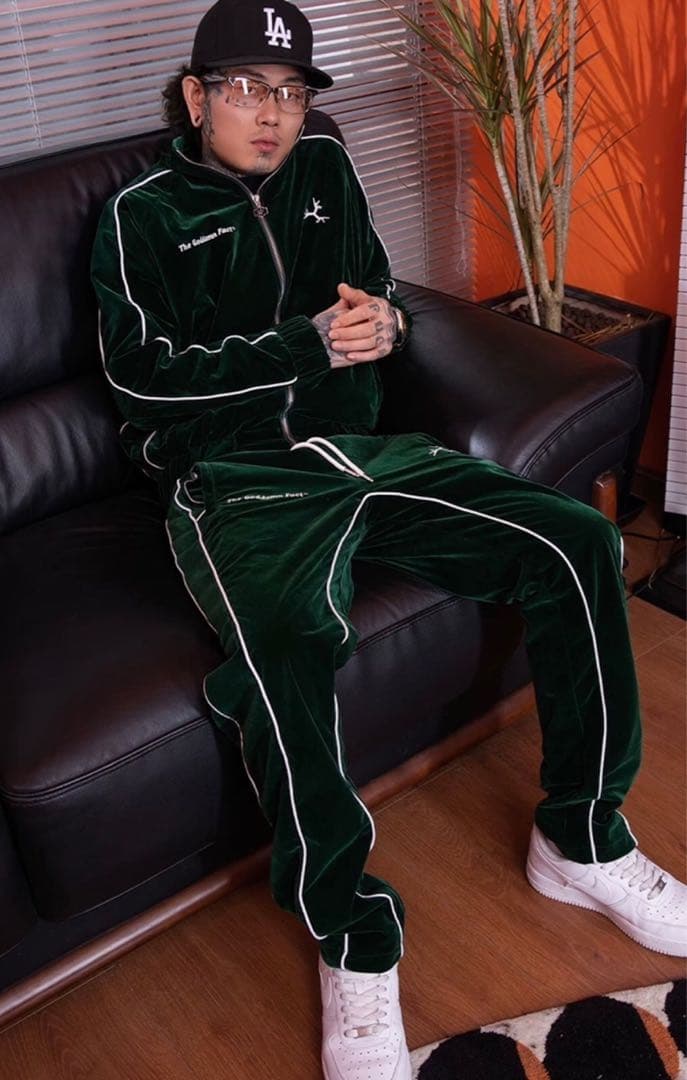 groovy ベルベット ベロア ジャケットGreen drip