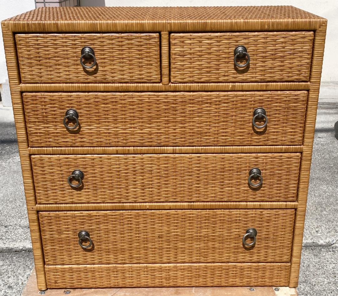 M373 ラタン チェスト 4段引き出し レトロ アンティーク