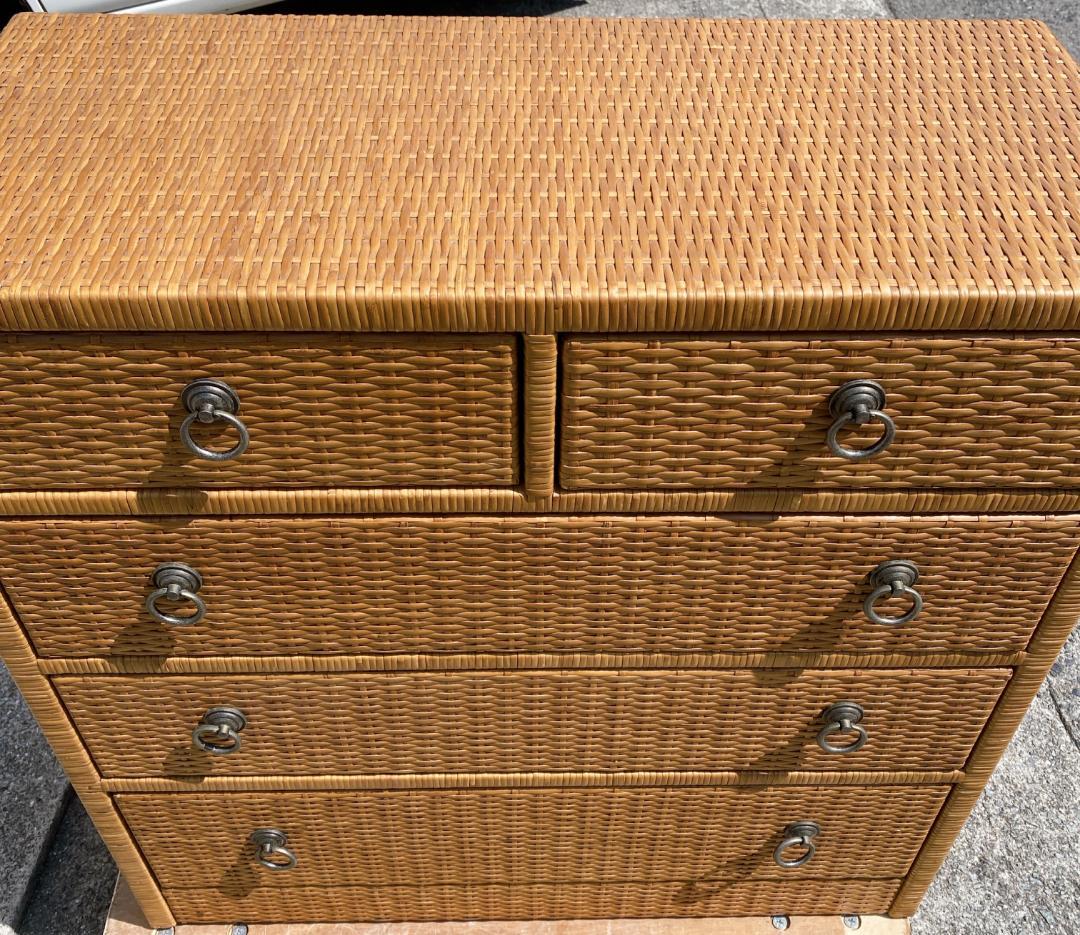 M373 ラタン チェスト 4段引き出し レトロ アンティーク