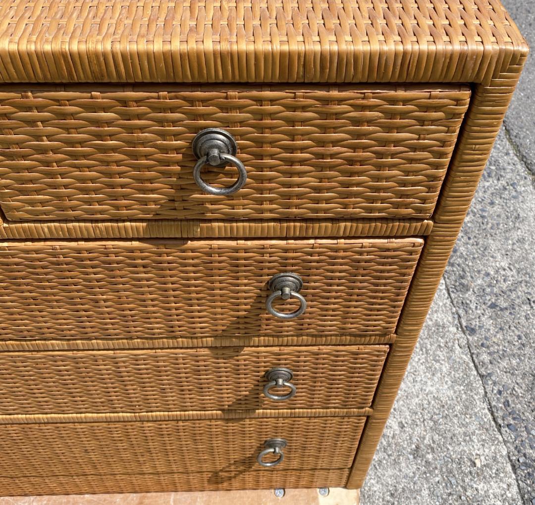 M373 ラタン チェスト 4段引き出し レトロ アンティーク