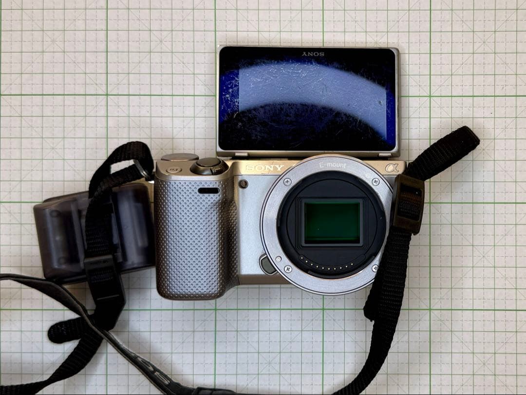 猫*様 SONY α NEX-5R レンズ　付属フラッシュ付き　シルバー　動作未