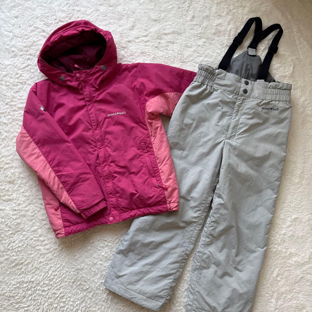 mont-bell 子ども用スキーウェア 上下セット　ピンク/グレー　140㎝