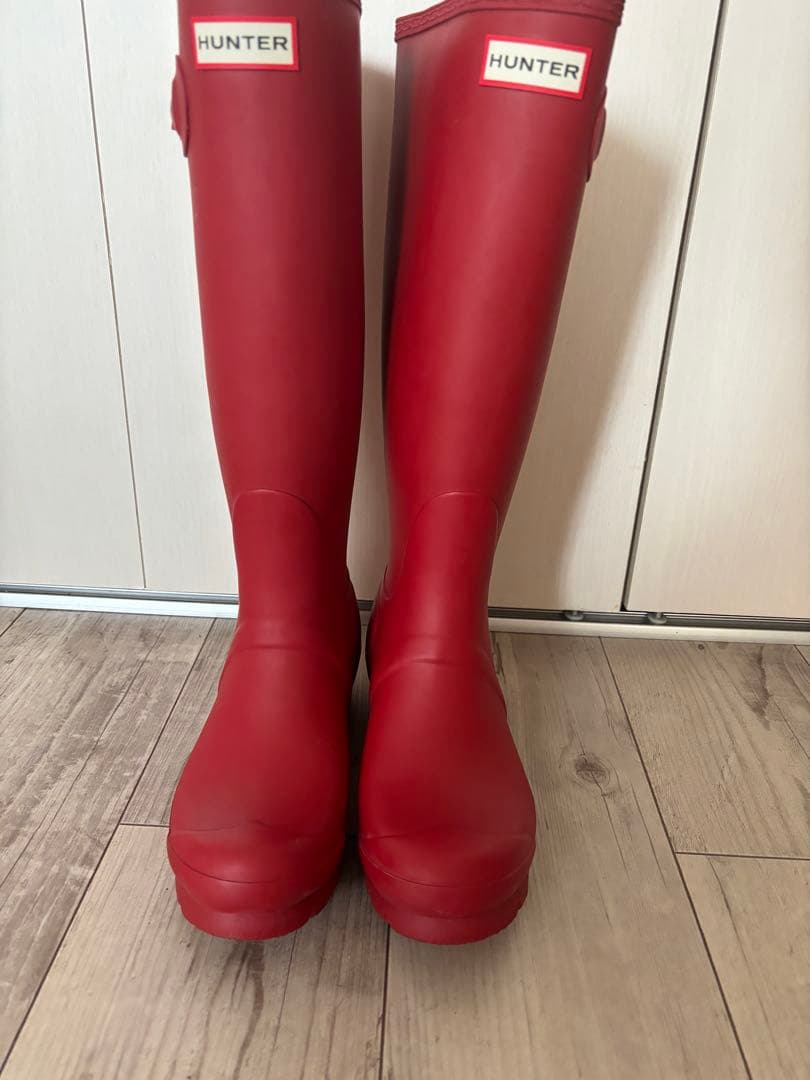 HUNTER 赤 長靴 バックル付き lovechild