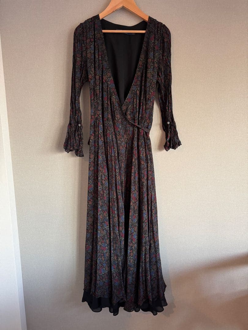 ポロラルフローレン フラワープリント長袖ラップマキシドレス