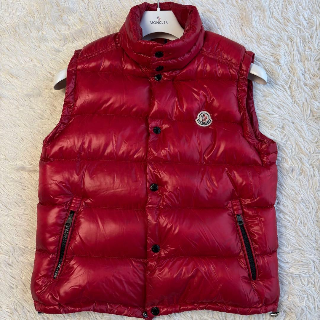 モンクレール ダウン ベスト TIB 光沢 ダブルジップ LAMPO レッド