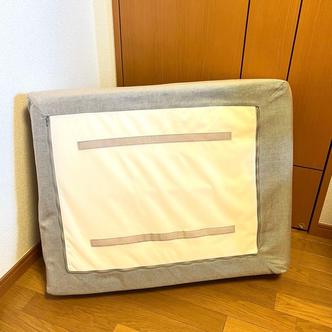 無印良品オットマン・フェザー・ポケットコイル+綿麻バスケット織 ベージュカバー付