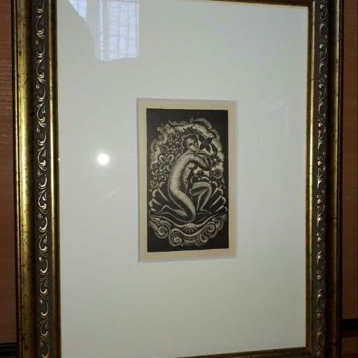 長谷川潔　木版画　『ビーナスの誕生』