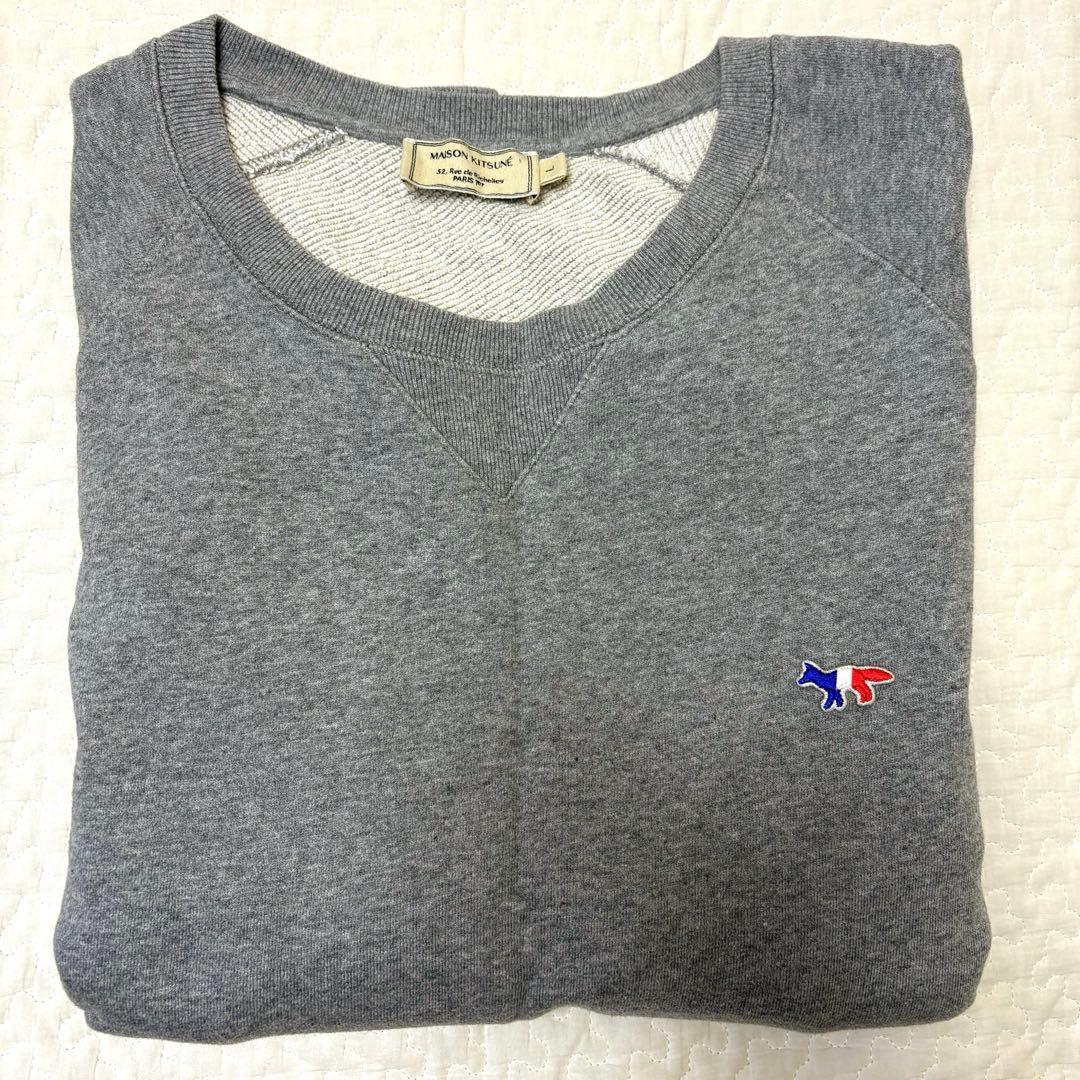 MAISON KITSUNÉ グレー クルーネック トレーナー メゾンキツネ Ｌ