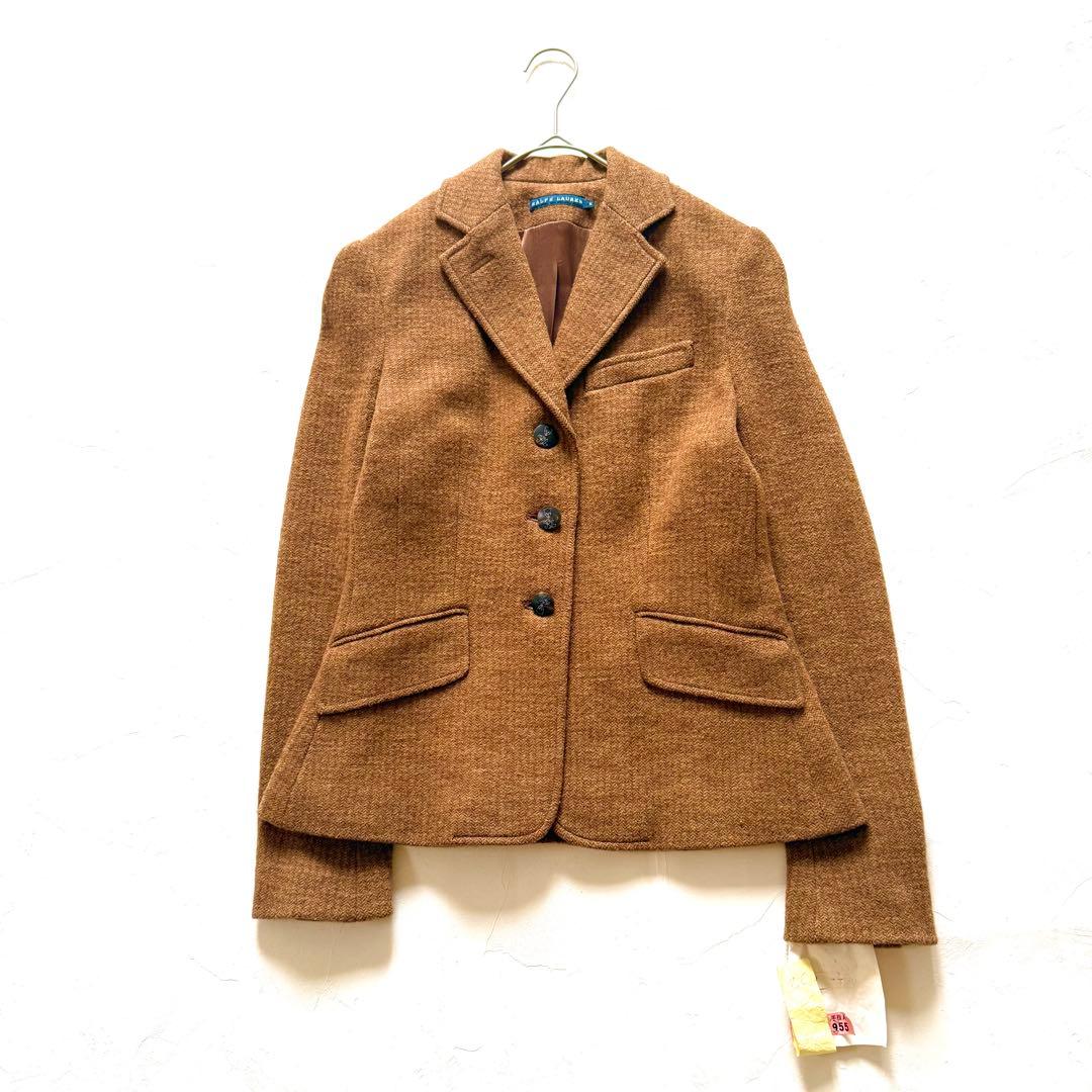 ラルフローレン　ウールテーラードジャケット　ヘリンボーン　キツネボタン　総裏地