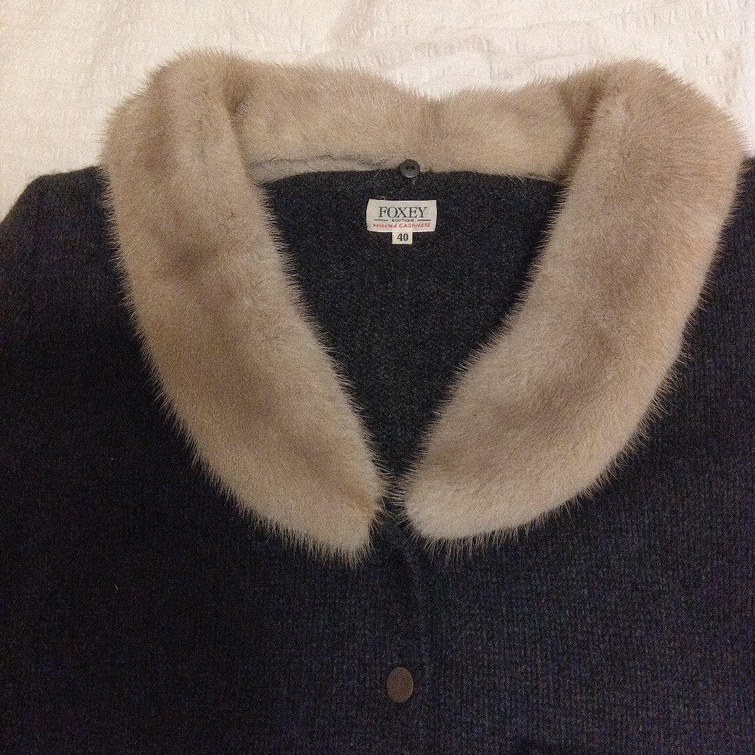 フォクシー 　カシミヤ 　ファー付きカーディガン 40　ルネ
