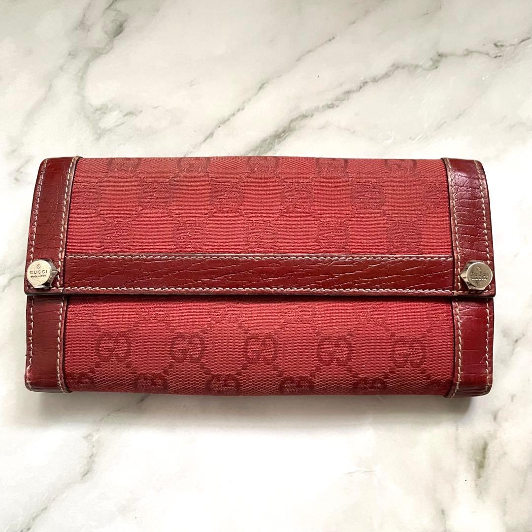 GUCCI グッチ　 GG キャンバス　スタッズ　Wホック　長財布　0113-④