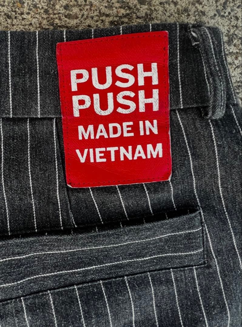 push push ストライプ ワイドパンツ S ドメブラ リジット