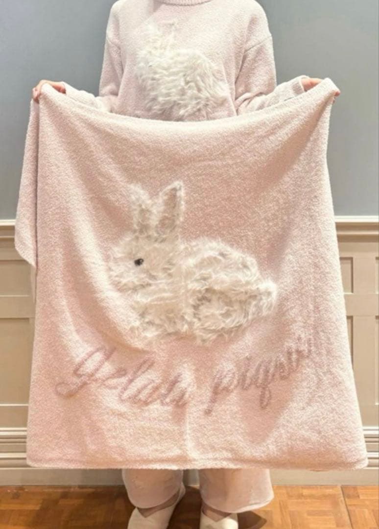 ジェラートピケ ラビットモコブランケット ピンク