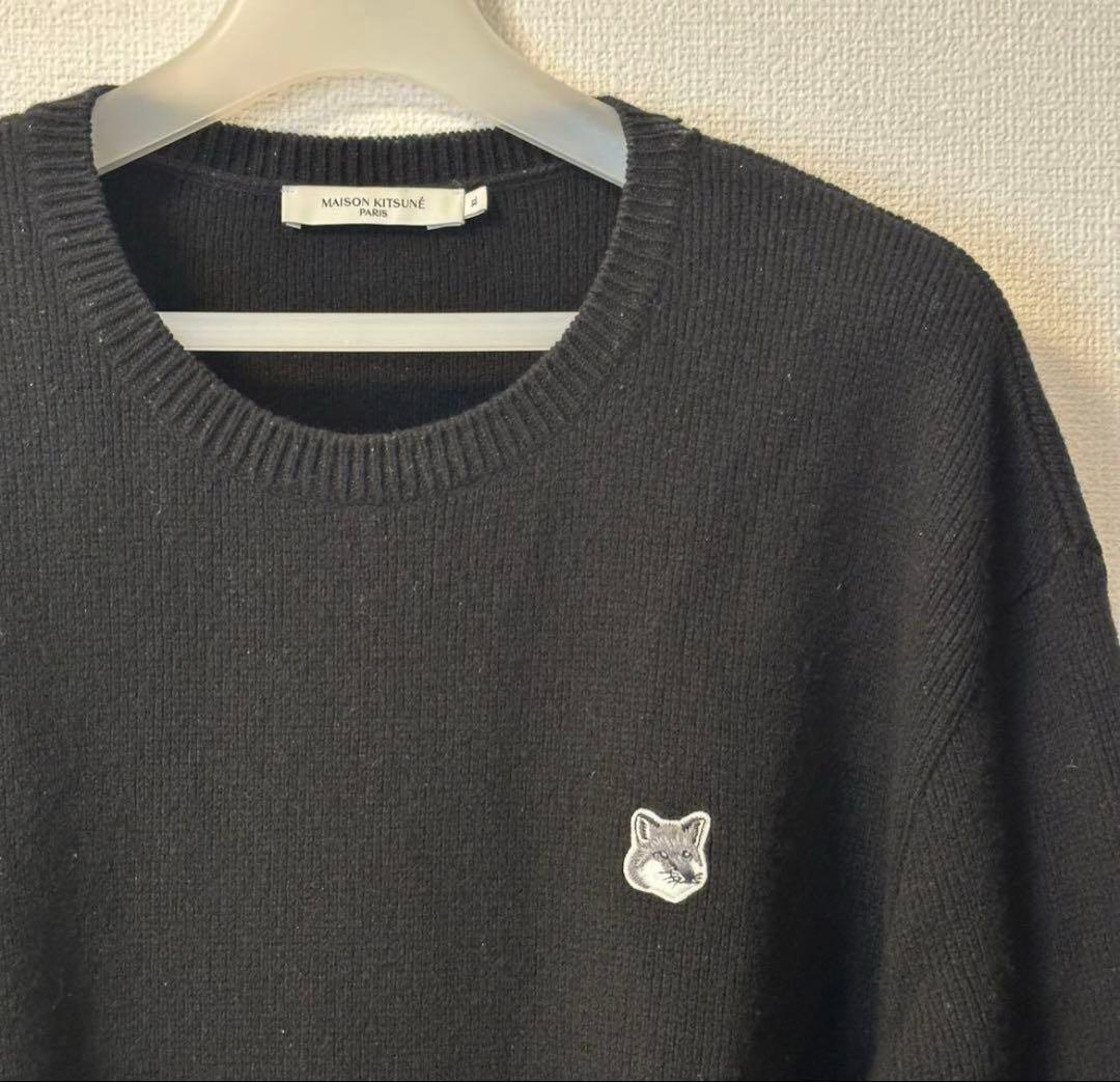 MAISON KITSUNÉ 黒 オーバーサイズクルーネックセーター