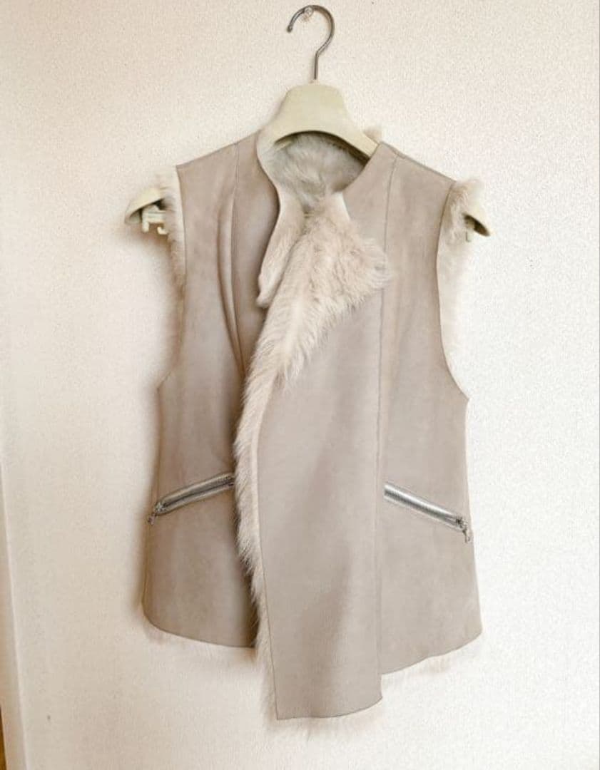 【ドゥロワーDRAWER】リアルファー　ムートンベスト/ムートンジレ