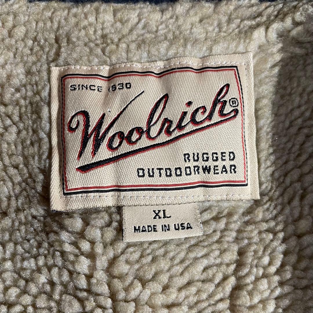 80's美品WoolrichウールリッチUSA製ベスト赤チェックXL裏地ファー