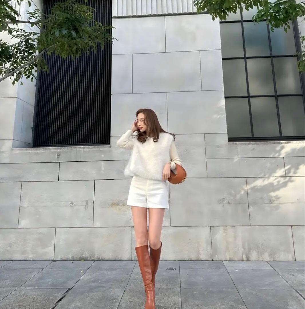 トップス ESMOK A line fur vest white