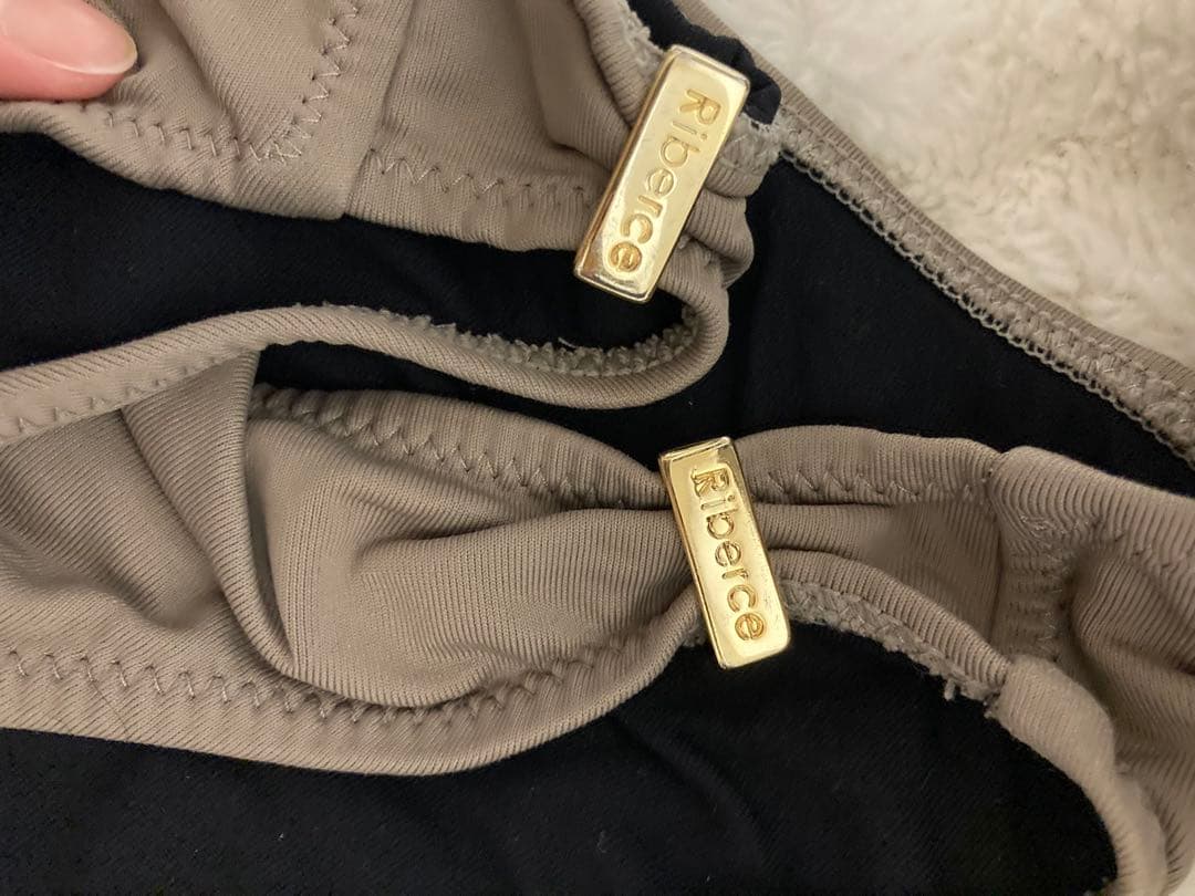 Riberce リベーチェ　無地サッシュホルターネックビキニ　水着　ベージュ