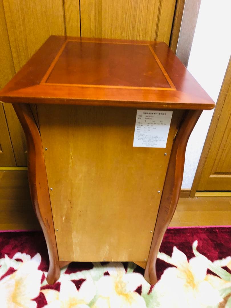 木製キャビネット 2段引き出し 茶色