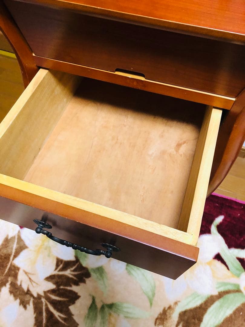 木製キャビネット 2段引き出し 茶色