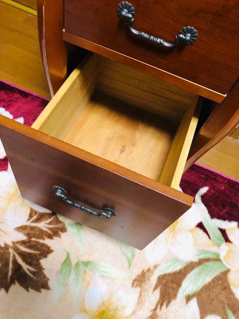 木製キャビネット 2段引き出し 茶色