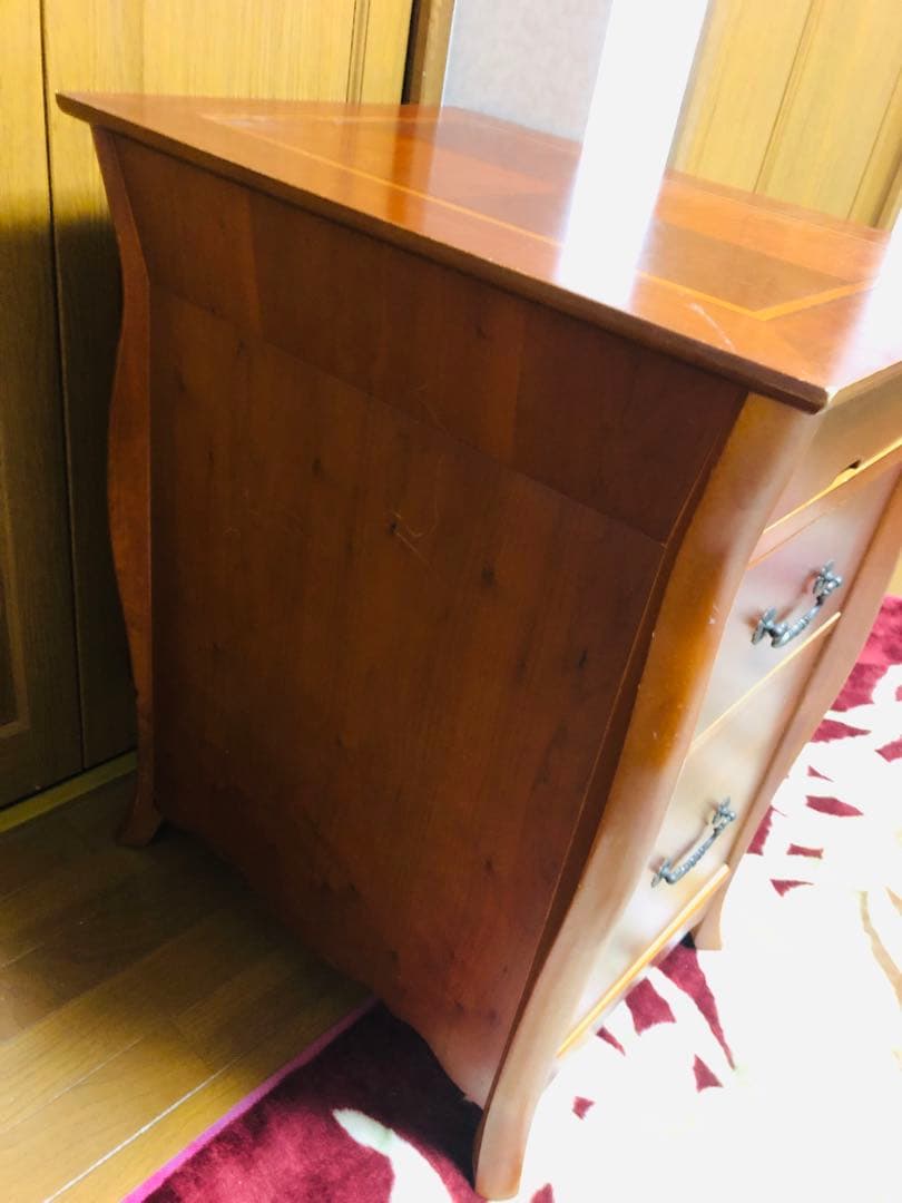 木製キャビネット 2段引き出し 茶色