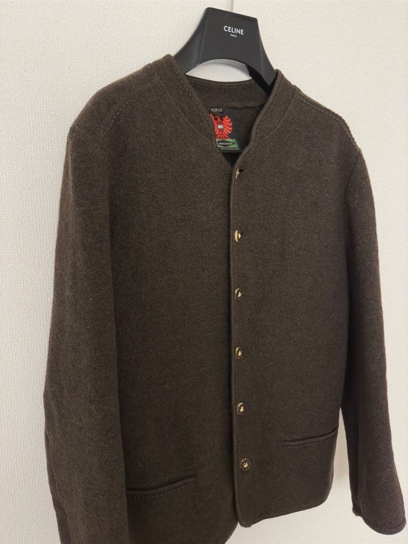 h.moser 鹿角ボタン　ノーカラー チロリアン ボイルドウール ジャケット