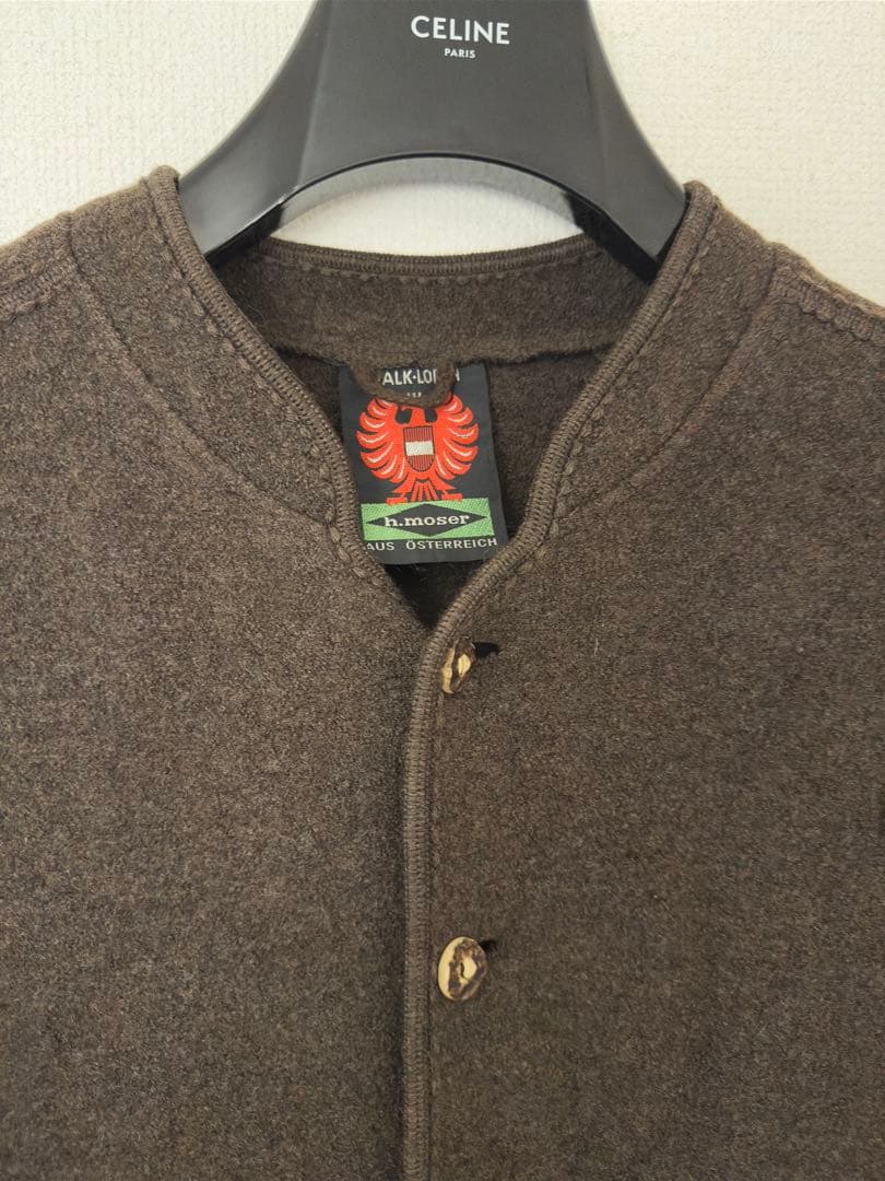 h.moser 鹿角ボタン　ノーカラー チロリアン ボイルドウール ジャケット