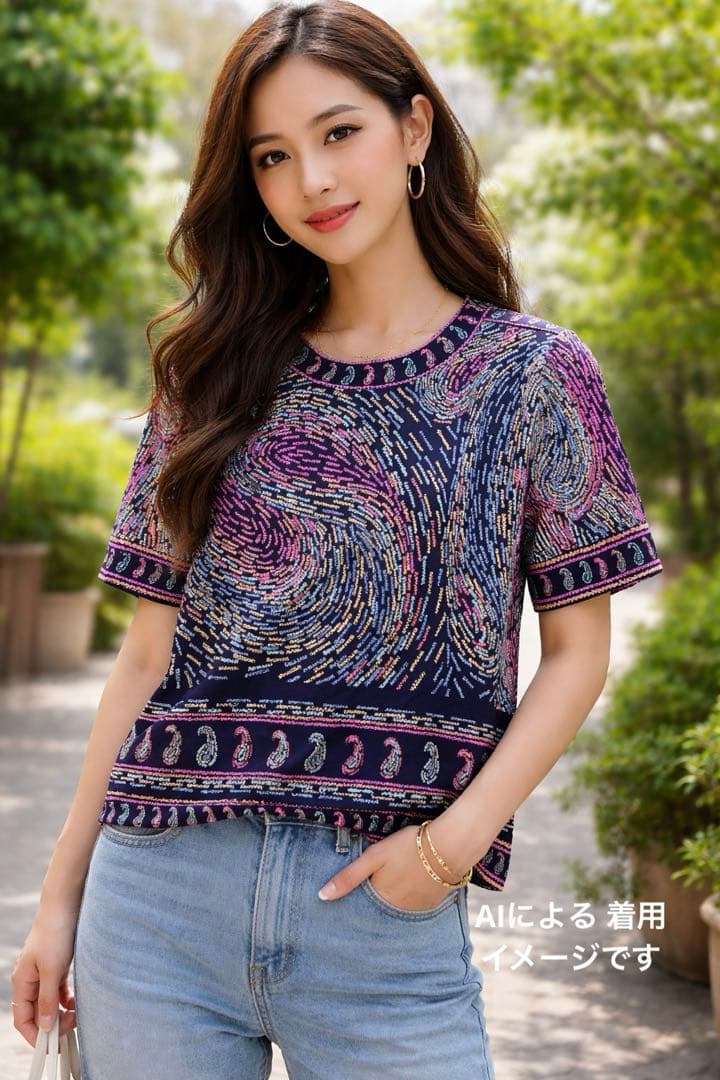 【美品】レオナールファッション　ペイズリー　総柄　カットソー　40 L相当