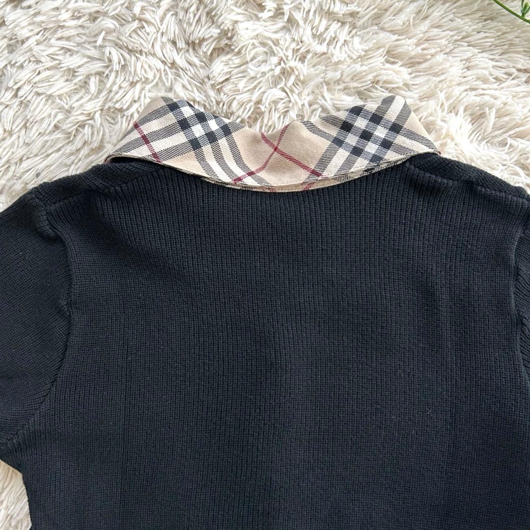 美品✨バーバリーロンドン　ポロシャツ　ニット　ノバチェック　ホースロゴ刺繍