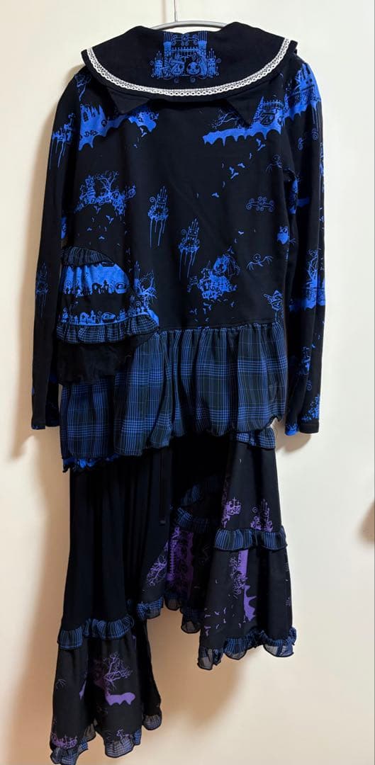 HANGRY&ANGRYワンピース 青×黒　美品/连衣裙，蓝黑配色，成色极佳
