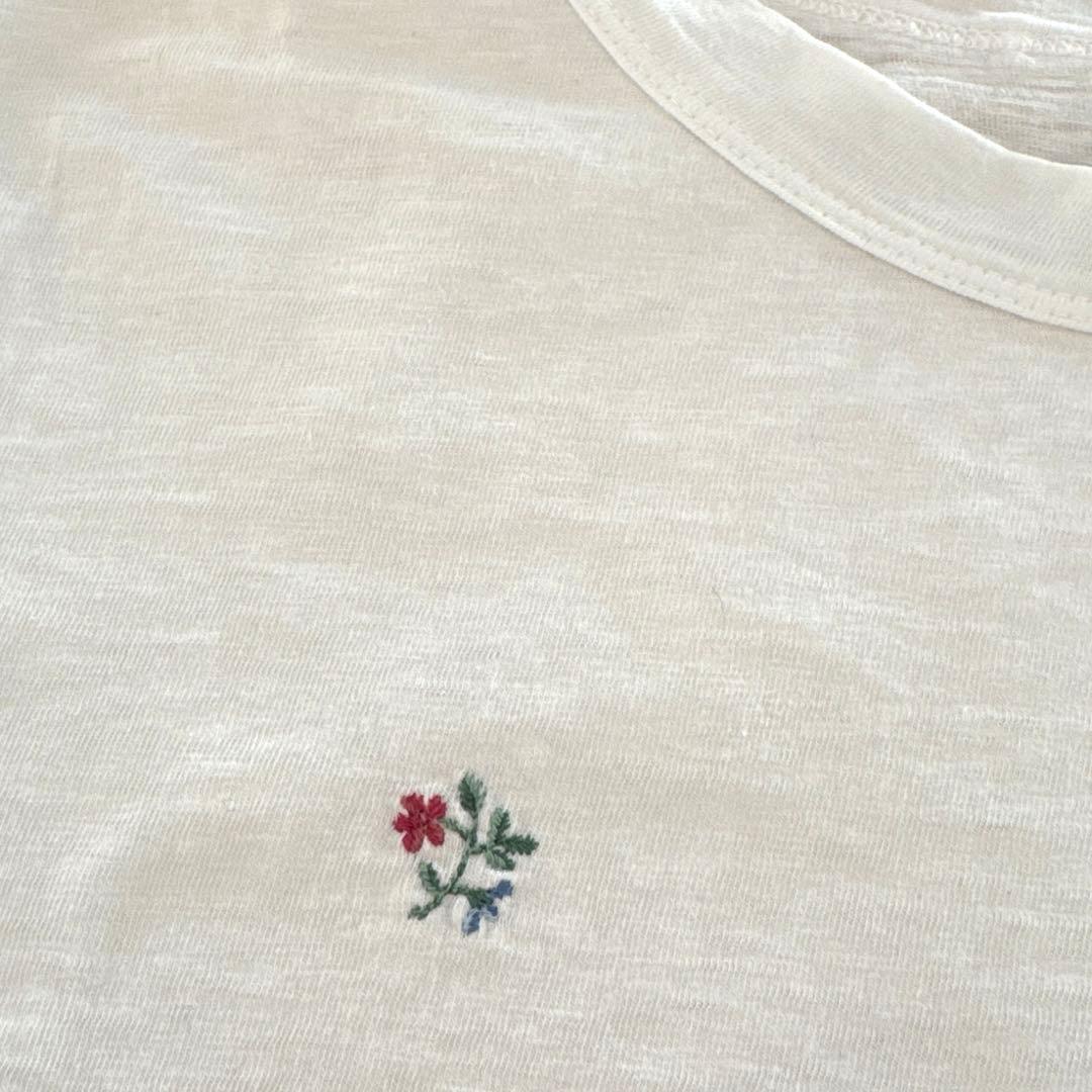 45R 白刺繍の四角ロンT レディース4