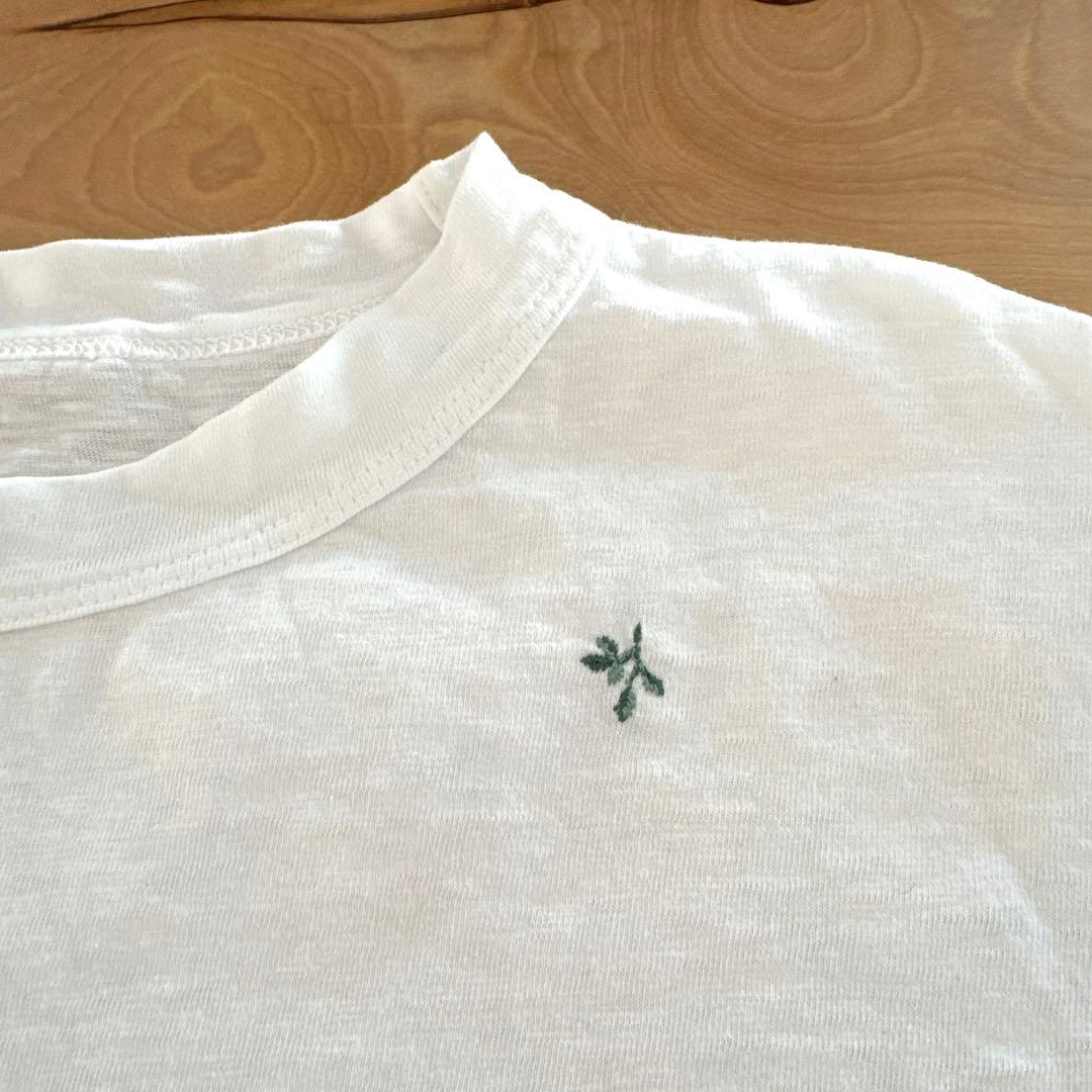 45R 白刺繍の四角ロンT レディース4