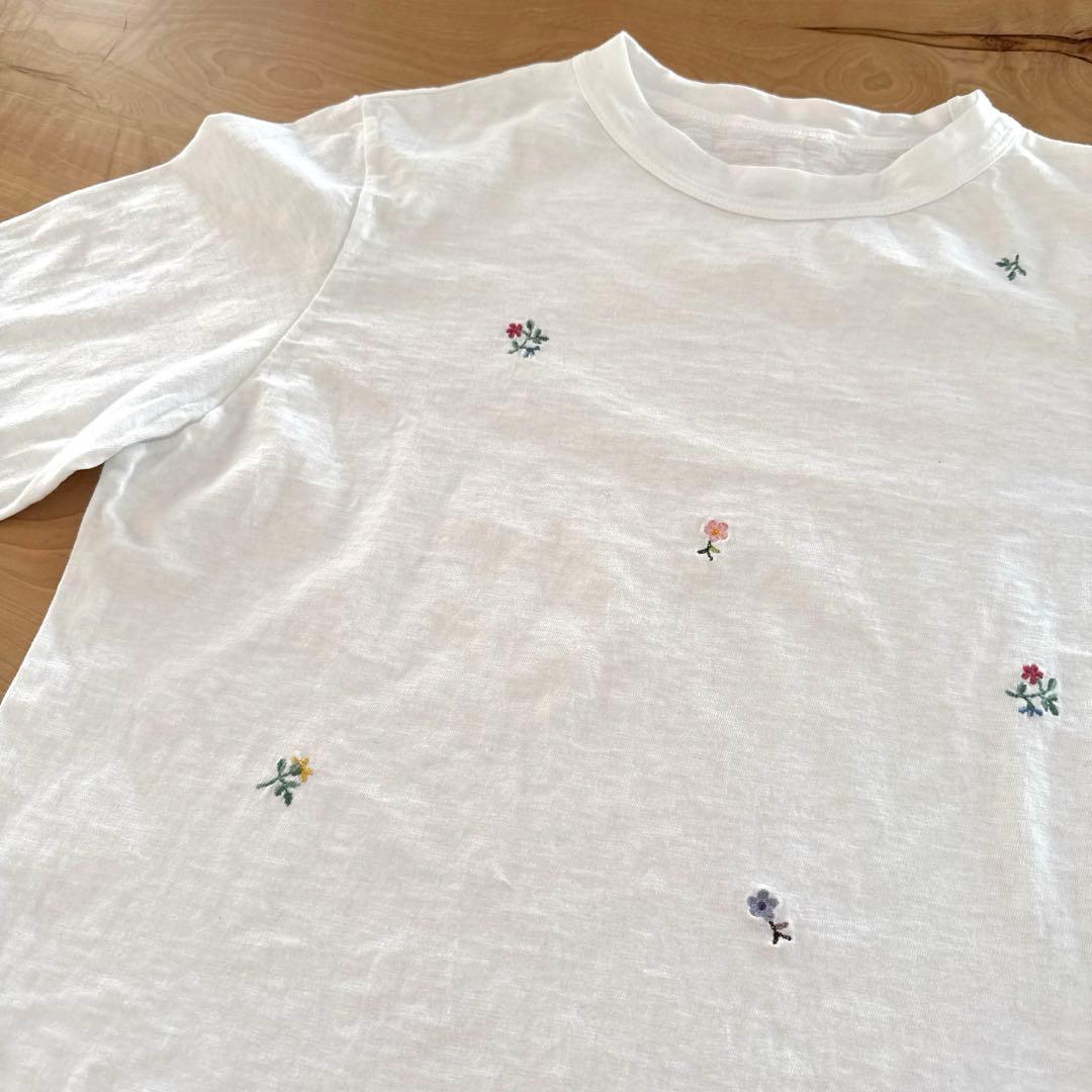 45R 白刺繍の四角ロンT レディース4