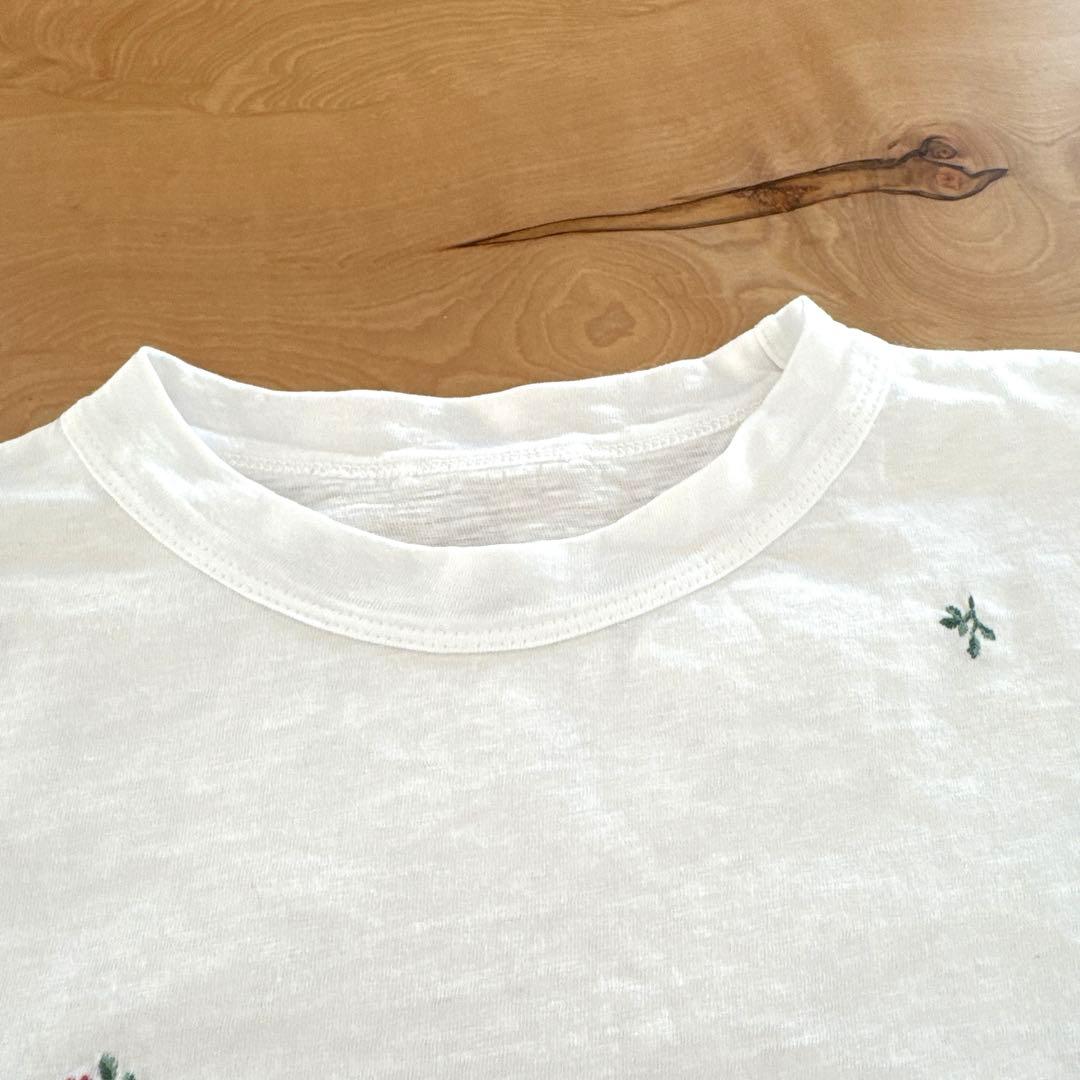 45R 白刺繍の四角ロンT レディース4