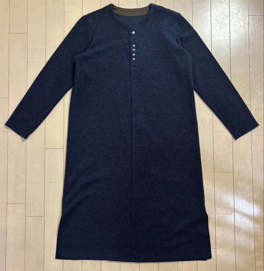 Pallas Palace ネイビー ボタン付き 長袖 ワンピース