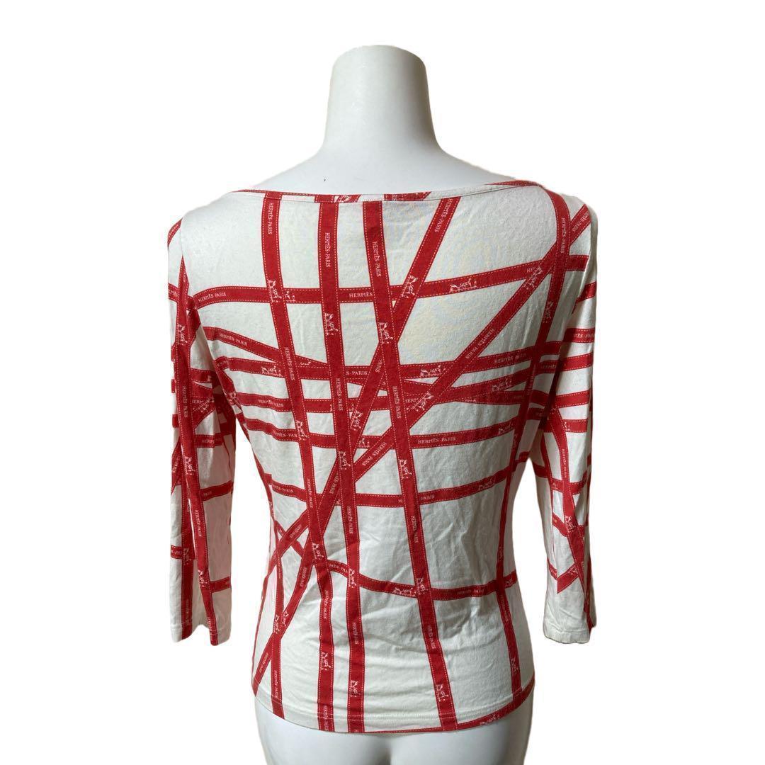 HERMES エルメス カットソー マルジェラ期 赤 ボルデュックリボン SM