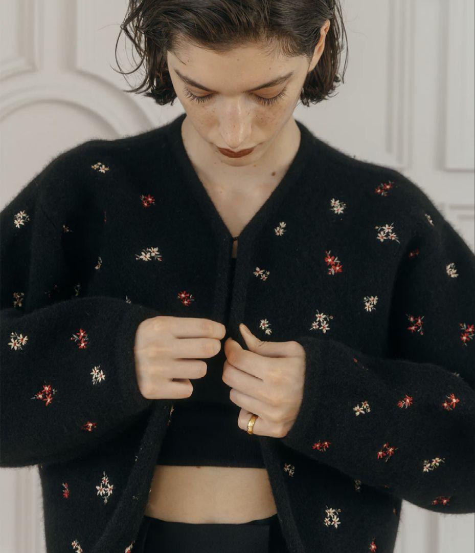 トップス CREDONA /FLOWER EMBROIDERY KNIT JACKET